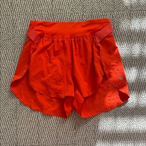 Lululemon Red Fast and free Lightweight Shorts